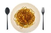 Het gebruik van een lepel en vork te eten Spaghetti