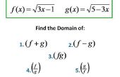 Hoe vindt u de domeinen van (f + g), (f-g), (fg), (f/g), en (g/v), de som, verschil, Product en quotiënt van functies